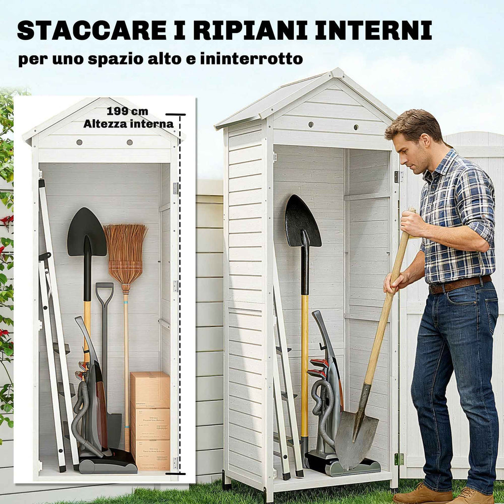 Outsunny Wooden Garden Shed, Storage Room with Adjustable Shelves and Galvanized Roof.