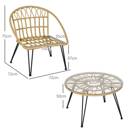 Outsunny 5-piece garden set in rattan with round table Ø82x50 cm and 4 chairs 72x72x75 cm with cushions - Borgè