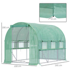 Outsunny 3x2x2m Steel Vegetable Garden Greenhouse with PE Cover, Zip Doors and Mesh Windows, Green
