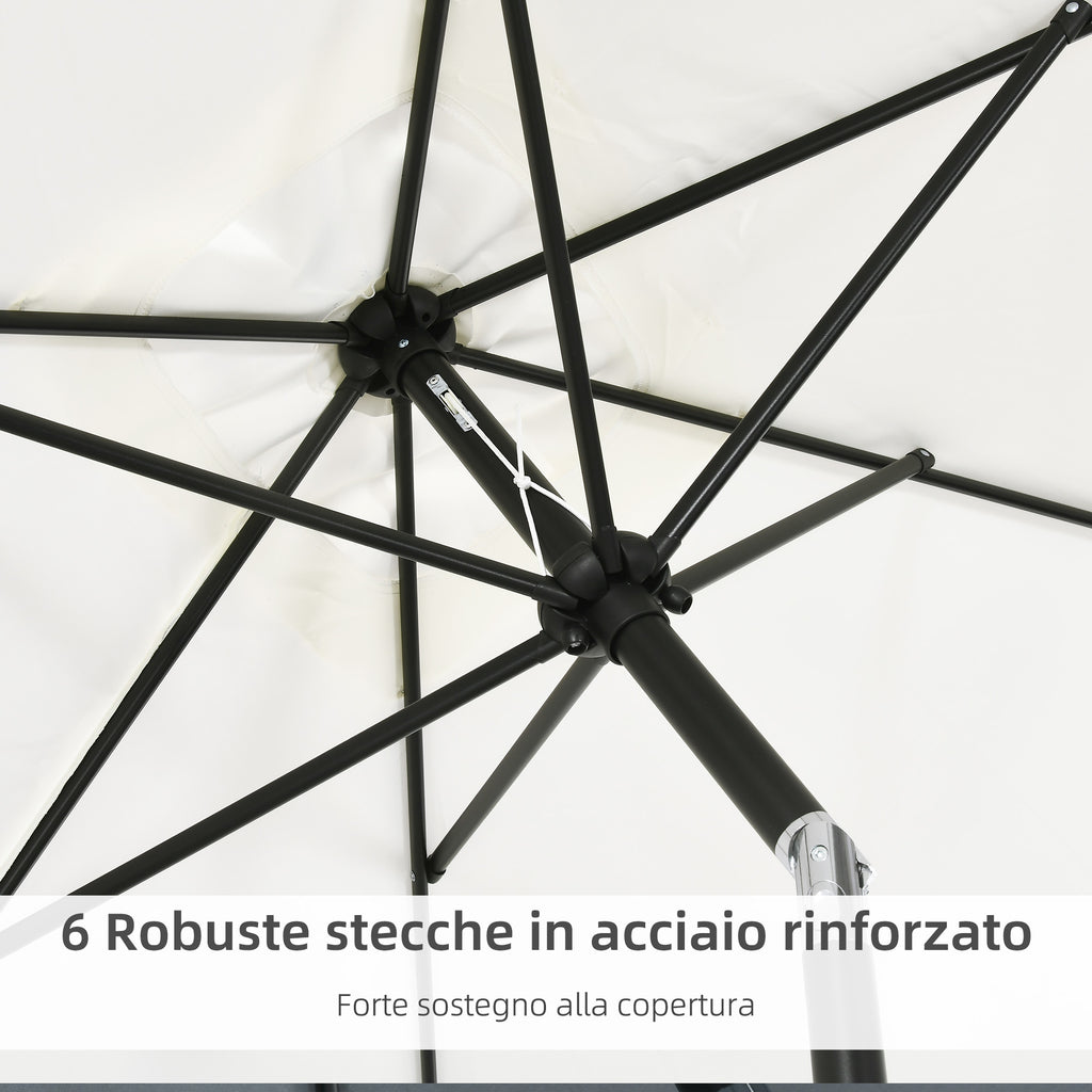 Rectangular Umbrella 2x3 m Foldable and Adjustable with Crank, in Aluminum and Polyester, Cream White