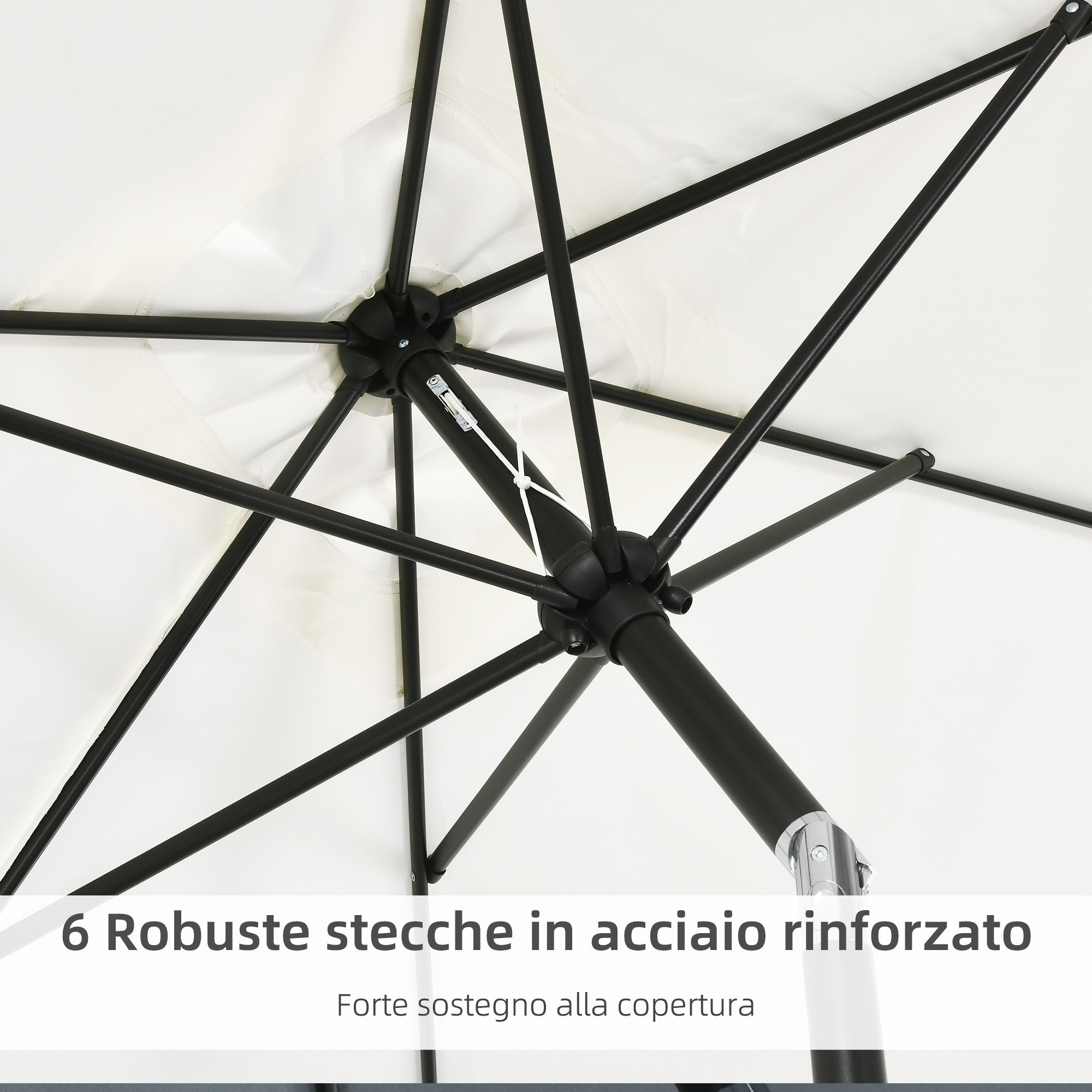 Rectangular Umbrella 2x3 m Foldable and Adjustable with Crank, in Aluminum and Polyester, Cream White