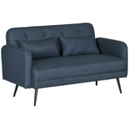 2-Seater Sofa with Fabric Upholstery and 2 Cushions, 135x74x82cm, Dark Blue