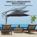 Round Tiltable and Swivel Garden Umbrella, Crank and UPF 50+ Protection, Ø3 m, Dark Gray