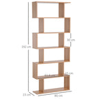 Modern Design Wooden Bookcase with 6 Shelves Natural Wood 80 × 23 × 192cm