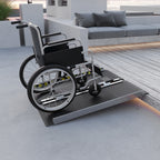 Folding Aluminum Wheelchair Ramp with Deflectors and Stickers, 91 x 73.6 x 5.1 cm, Black