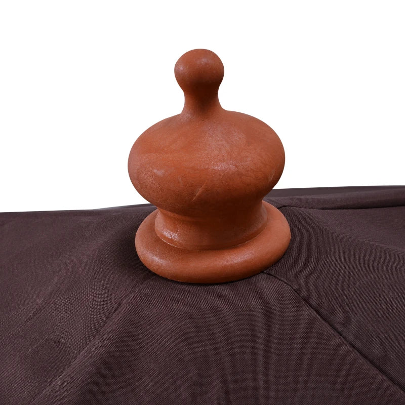3x3 m Garden and Terrace Umbrella with 8 Ribs and 2-Tier Parasol Cover, Brown - Borge' Group Limited