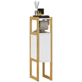 Space-Saving Bathroom Cabinet with Toilet Paper Holder, Cabinet and Bamboo Shelf, 20x33x80cm, White