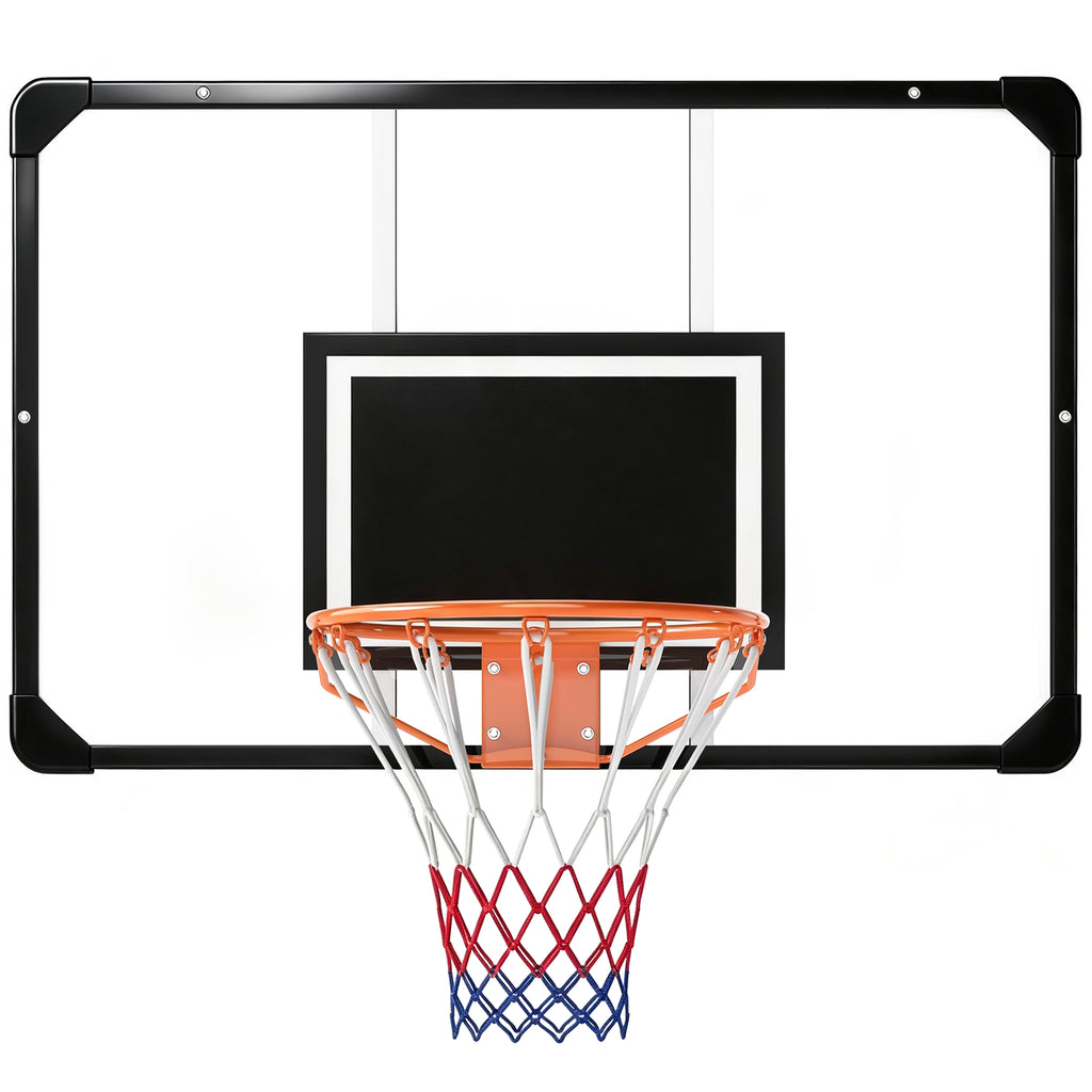 SPORTNOW Outdoor Wall-Mounted Basketball Hoop 113x73 cm, Ø45 cm Rim and Net, Black