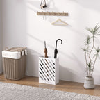 Design Umbrella Stand with Drip Tray and 4 Metal Hooks, 28x14x41 cm, White