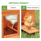 PawHut Wooden Chicken Coop with Nest, Waterproof Roof, Removable Tray, 2 Perches, Ramp, Window, for 2 Chickens, Ducks, Orange