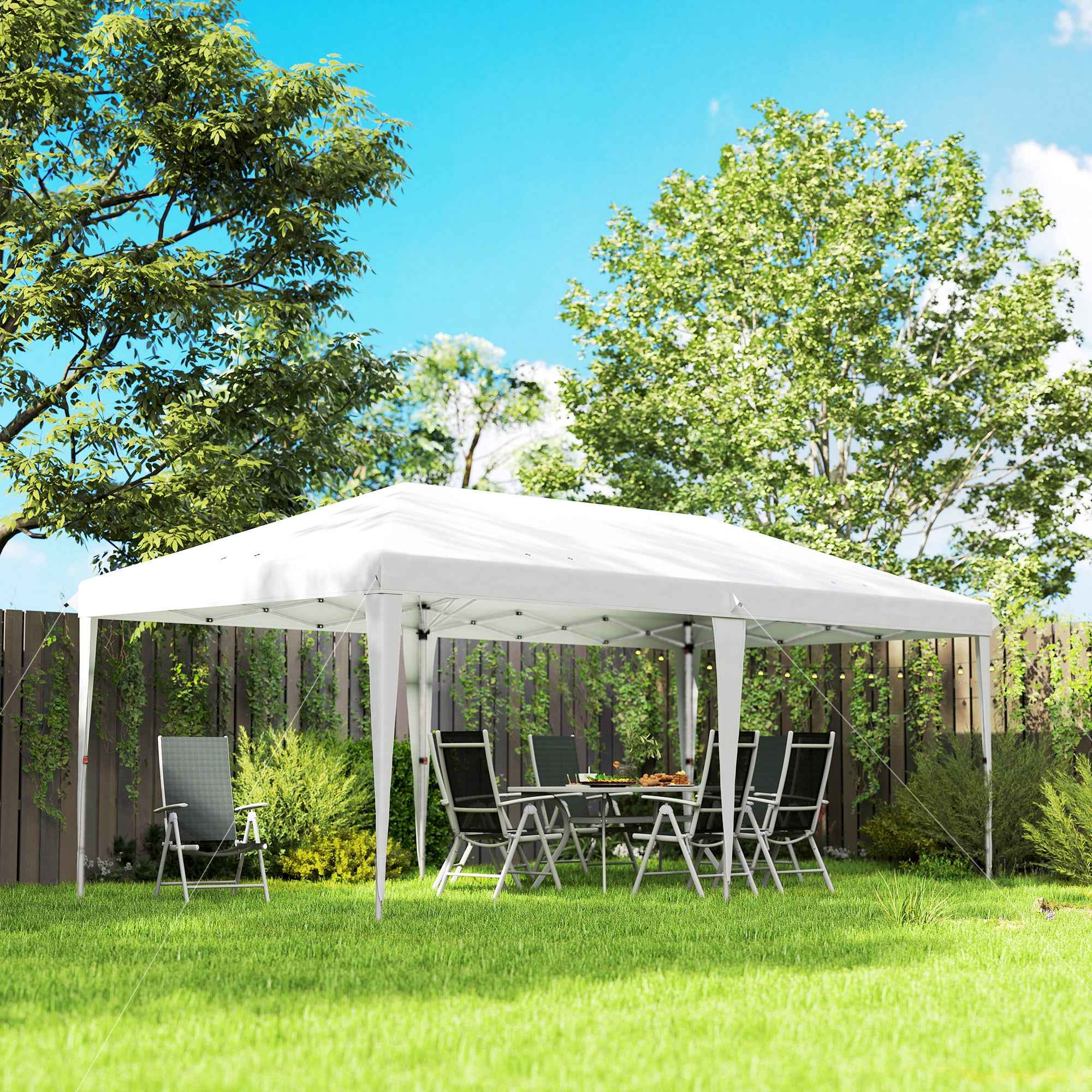 Outsunny 6x3m Pop-Up Garden Gazebo, Folding Party Tent with Carry Bag, White