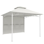 Outsunny 3x3m Metal Garden Gazebo with Curtains, Storage Pockets and Ceiling Hook, Cream White