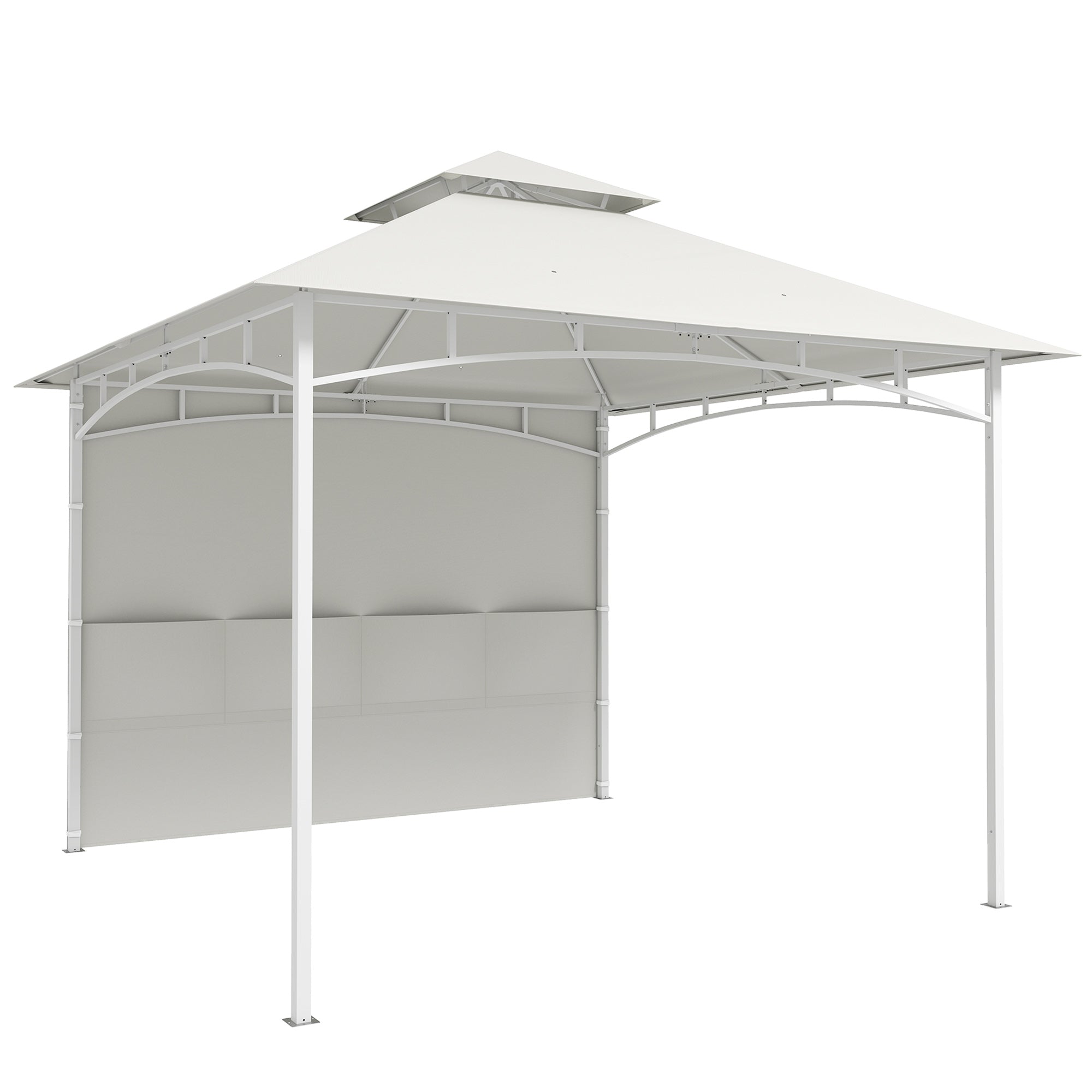 Outsunny 3x3m Metal Garden Gazebo with Curtains, Storage Pockets and Ceiling Hook, Cream White