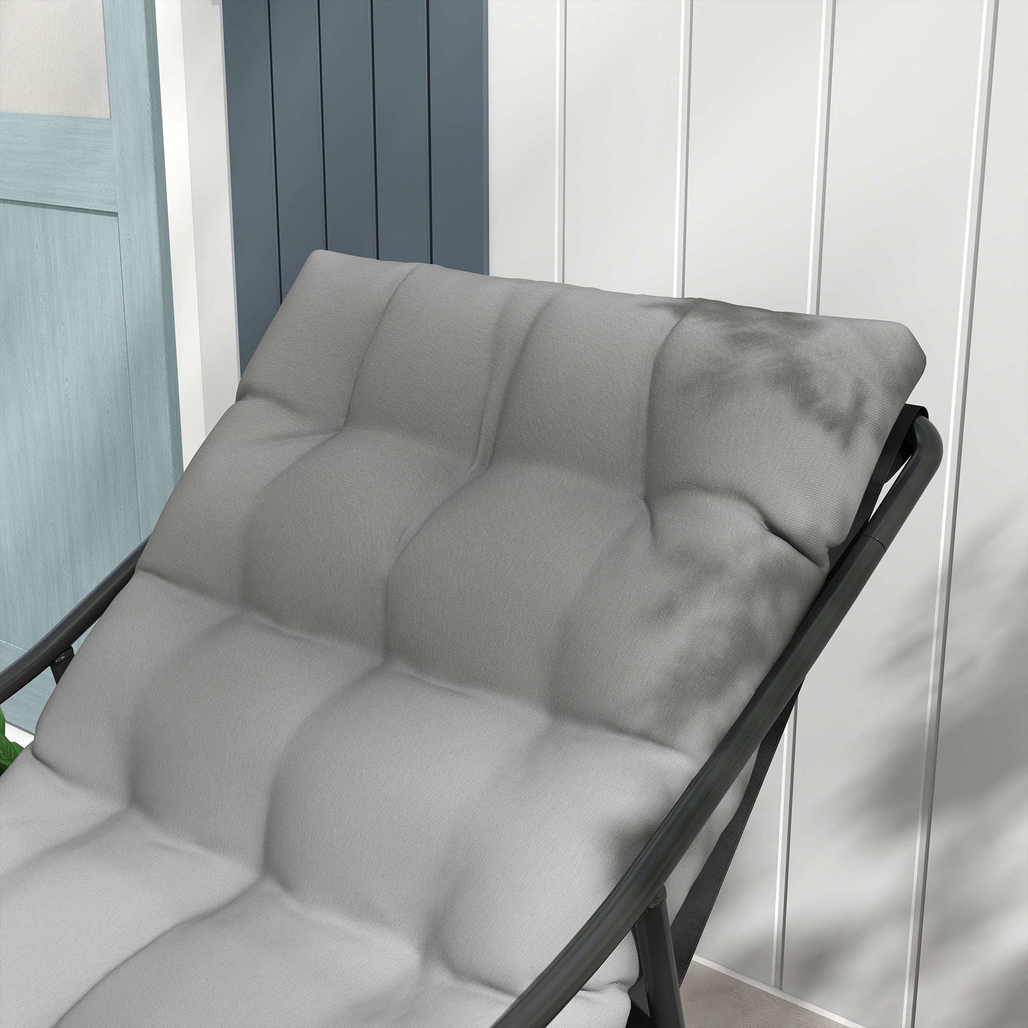 Garden Armchair with Padded Cushion, in Steel and Polyester, 62x110x88 cm, Gray and Black - Borgè