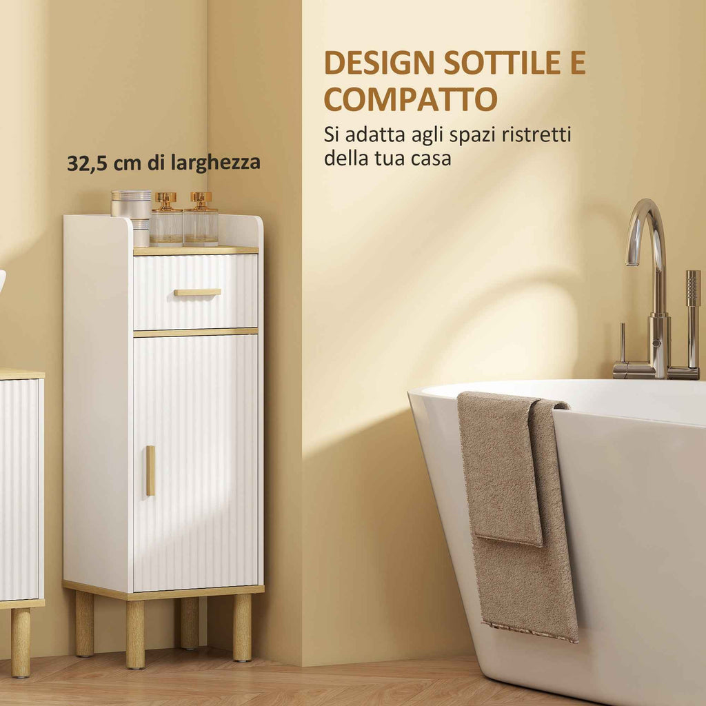 HOMCOM Narrow Bathroom Cabinet with Adjustable Shelf, White