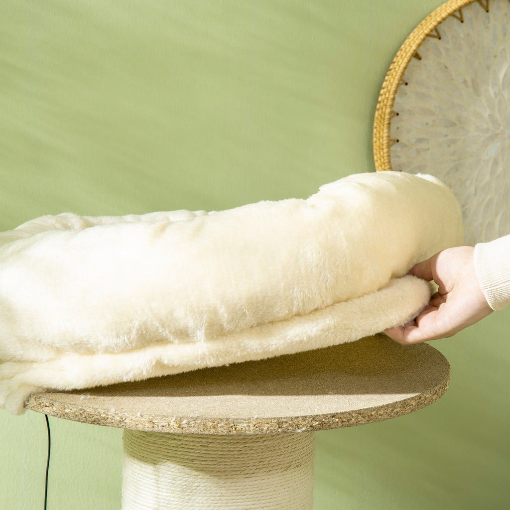 PawHut Cat Scratching Post, 105cm Tall, with Sisal Scratching Post, Basket, Hanging Ball, Plush Toy, Beige