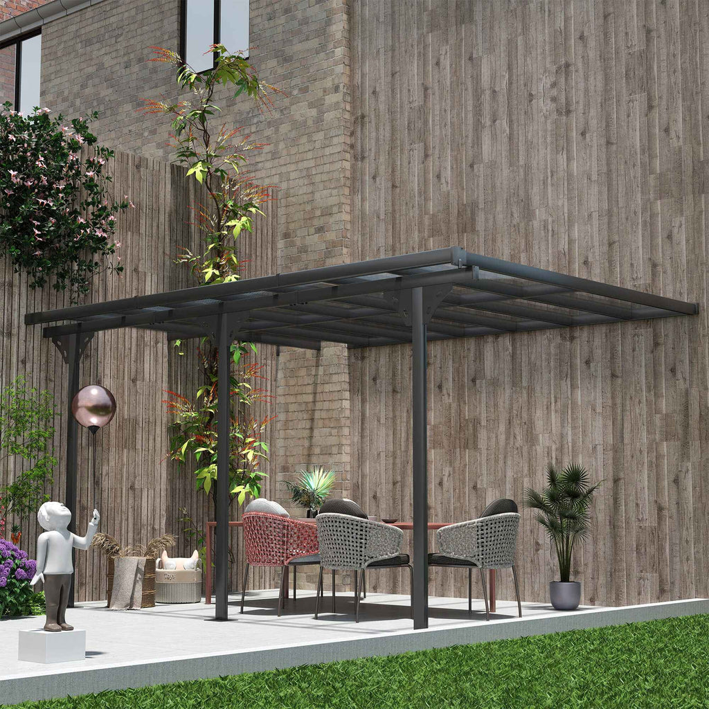 Outsunny 4.4x3m Adjustable Garden Pergola in Polycarbonate and Aluminum, Grey