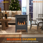 Bioethanol Fireplace in Stainless Steel with 1.2L Burner for 3 Hours of Burning Time, 36x26x54cm, Black