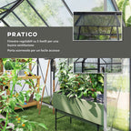 Outsunny Polycarbonate and Aluminum Greenhouse with Opening Window and Sliding Door, 190x253x199 cm, Dark Gray