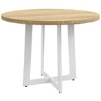 HOMCOM Modern Round Dining Table for 4 People, Ø100x75cm, Natural Wood and White - Borgè