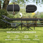 Folding Camping Cot with Inclined Headrest and Removable Mattress, 196x68x37 cm, Black