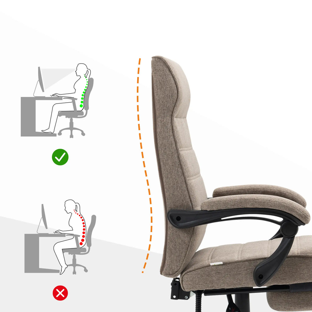 Height Adjustable Office Chair, Footrest Included and Padded Seat, 68x67x106-114 cm, Brown