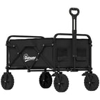 Outsunny 90L Folding Garden Cart with Adjustable Handle and Cup Holder, Black