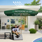 Garden Umbrella 2x3 m with Crank Opening, Tilting and Anti UV 50+, Green