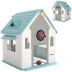 5-in-1 Children's Playhouse in Multi-Color PP with Basketball, Rings and Darts, 132x118x124 cm