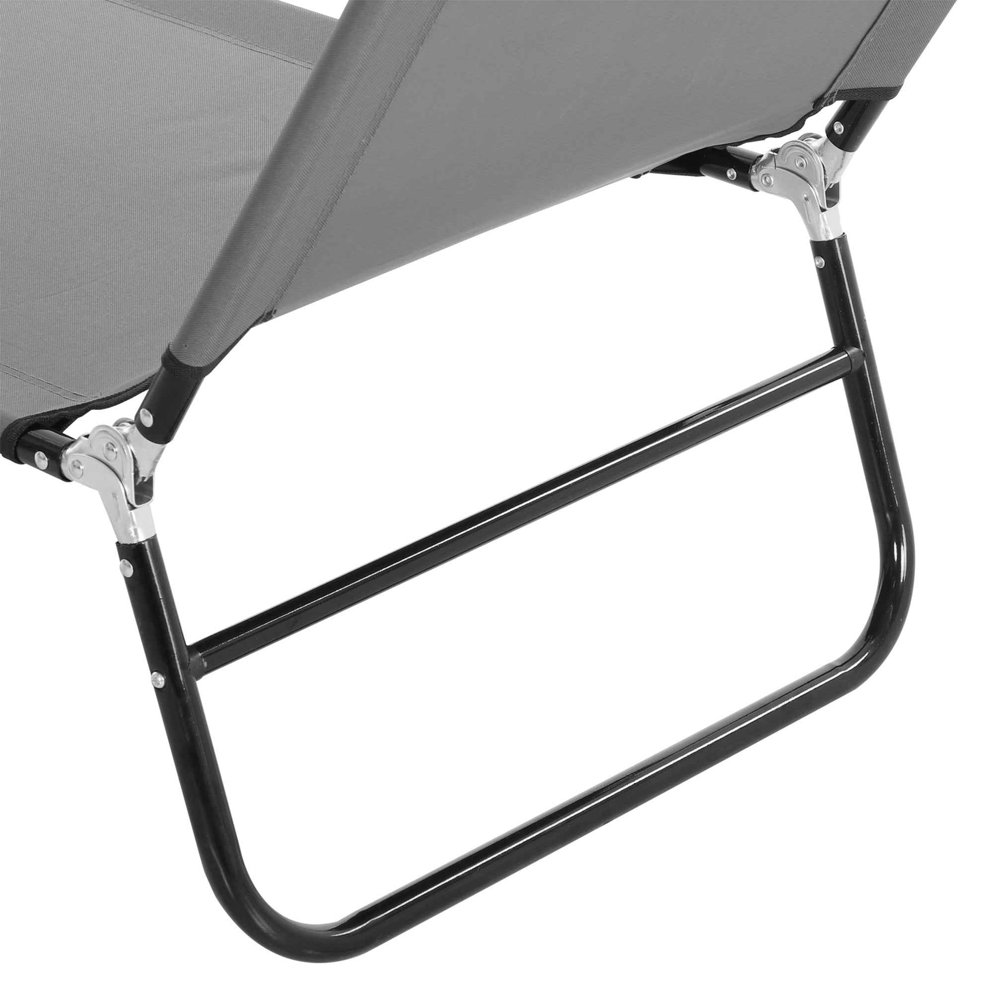 Outsunny Folding Garden Lounger with Adjustable Backrest, Steel and Oxford Fabric, 188x56x28cm, Grey