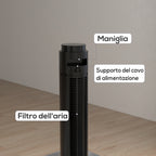 45W Tower Fan with 4 Modes and 3 Speeds with 12h Timer, in ABS, Ø31.5x96 cm, Black - Borgè