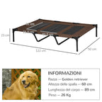 Dog Bed for Large Dogs up to 50kg, Metal and Oxford Fabric, 122x92x23 cm, Brown - Borge' Group Limited