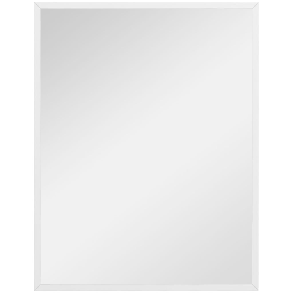 HOMCOM Rectangular Wall-Mounted Bathroom Mirror with Hooks, Glass and MDF Bedroom Mirror, 70x90 cm, White
