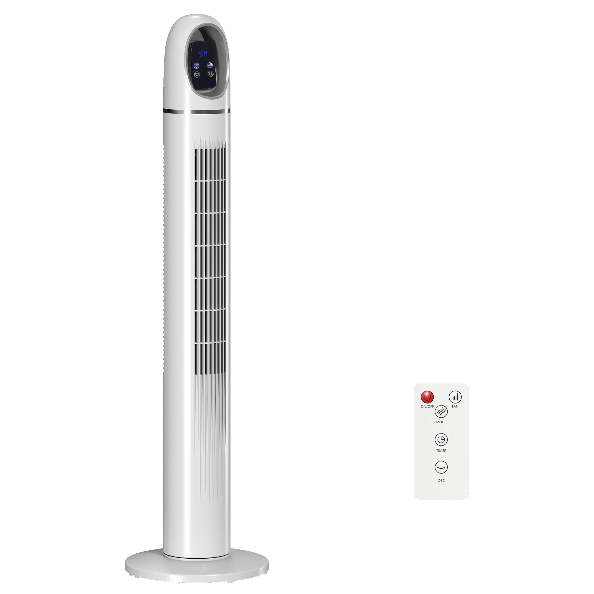 Tower Fan for Bedroom, 70° Oscillating Floor Fan, 4 Modes, 3 Speeds, 24-Hour Timer, White