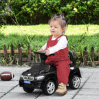 Children's Ride-On Toy Car with Steering Wheel, Built-in Lights and Music, PP and Metal, 63.5x28x36 cm, Black