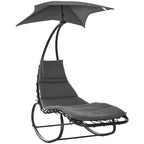 Garden Rocking Lounger Outdoor Sun Lounger Grey