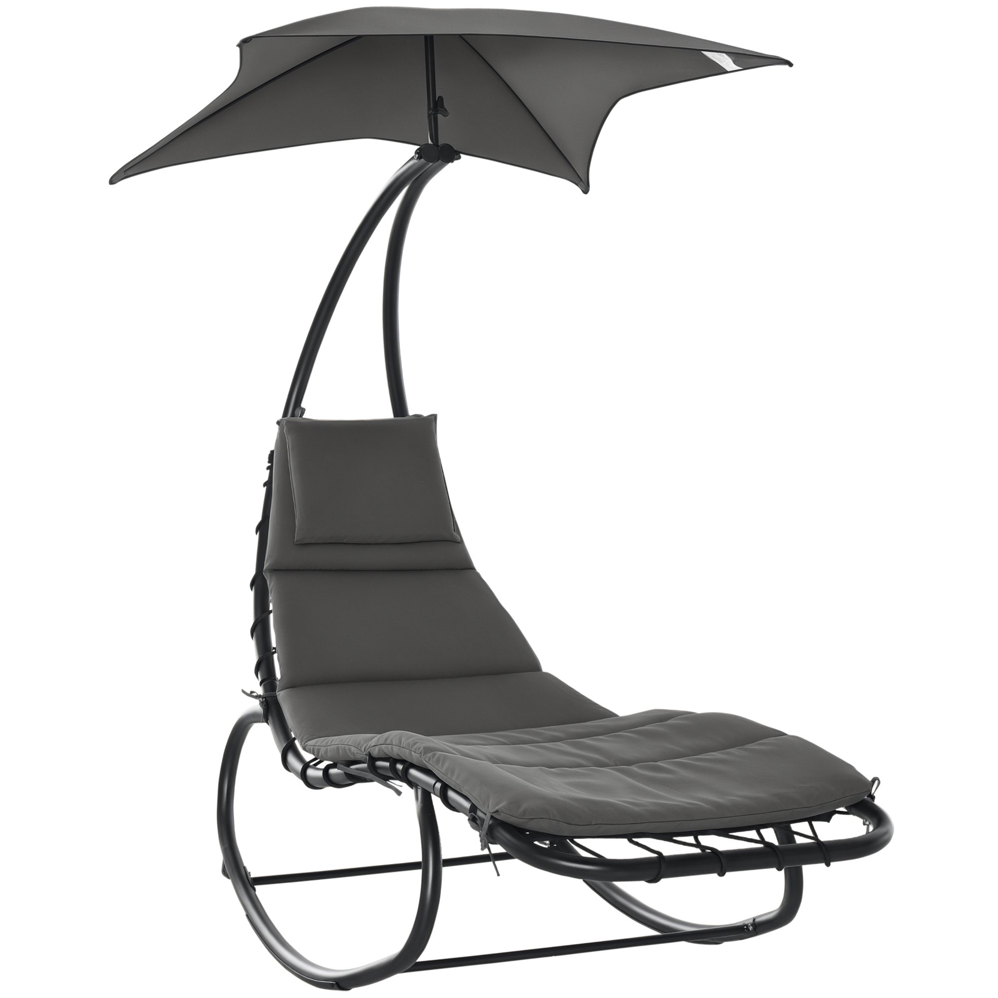 Garden Rocking Lounger Outdoor Sun Lounger Grey