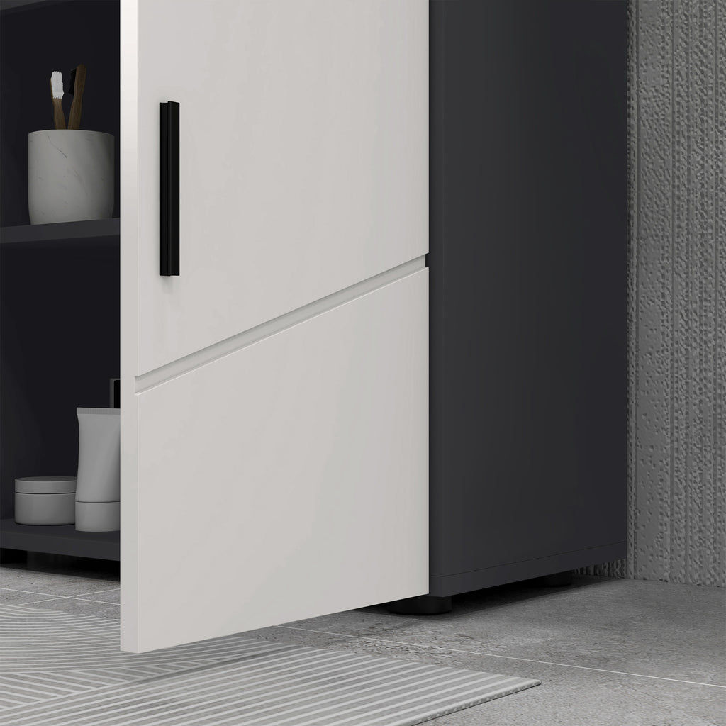 kleankin Bathroom Vanity Unit for Pedestal with Cabinet 2 Doors, 60x30x60cm, Gray - Borgè