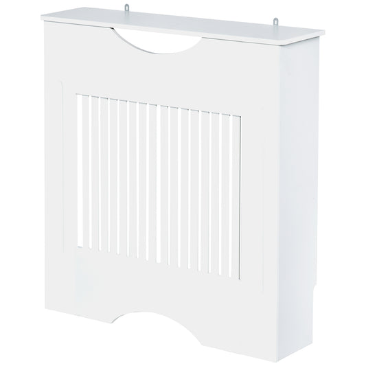 HOMCOM White radiator cover in MDF with support surface and anti-tipping design, 78x19x82 cm