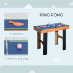 4-in-1 Multi-Game Table with Table Football, Air Hockey, Ping Pong and Pool Table in MDF, 92x78x80cm