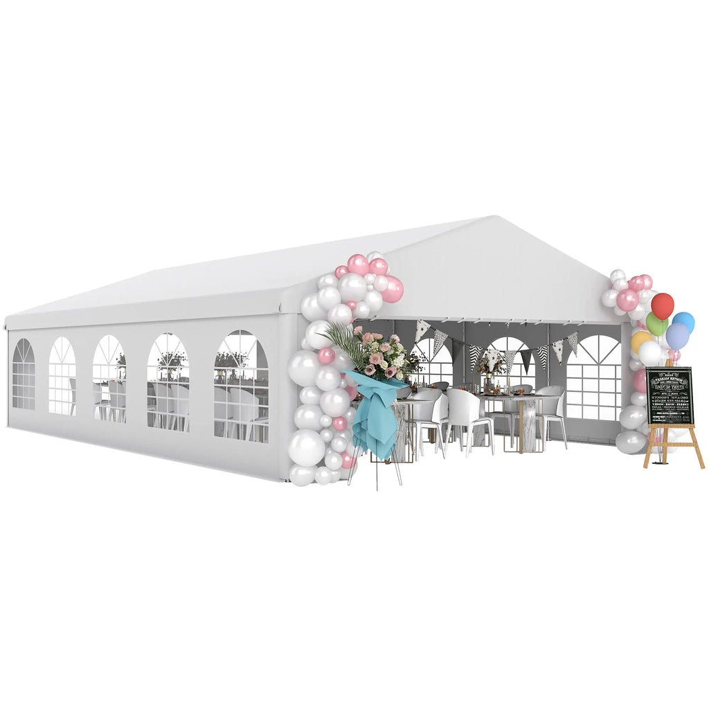 10x6m Garden Gazebo with Removable Walls and Windows, Steel and Polyester - Borge' Group Limited