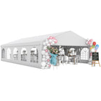 10x6m Garden Gazebo with Removable Walls and Windows, Steel and Polyester - Borge' Group Limited