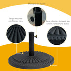 14kg HDPE Round Umbrella Base for Ф35-38-48mm Poles, Ø49x32A cm, Black - Borge' Group Limited