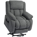 Lift Massage Reclining Chair with 2 Pockets and Remote Control, 93x104x105 cm, Grey