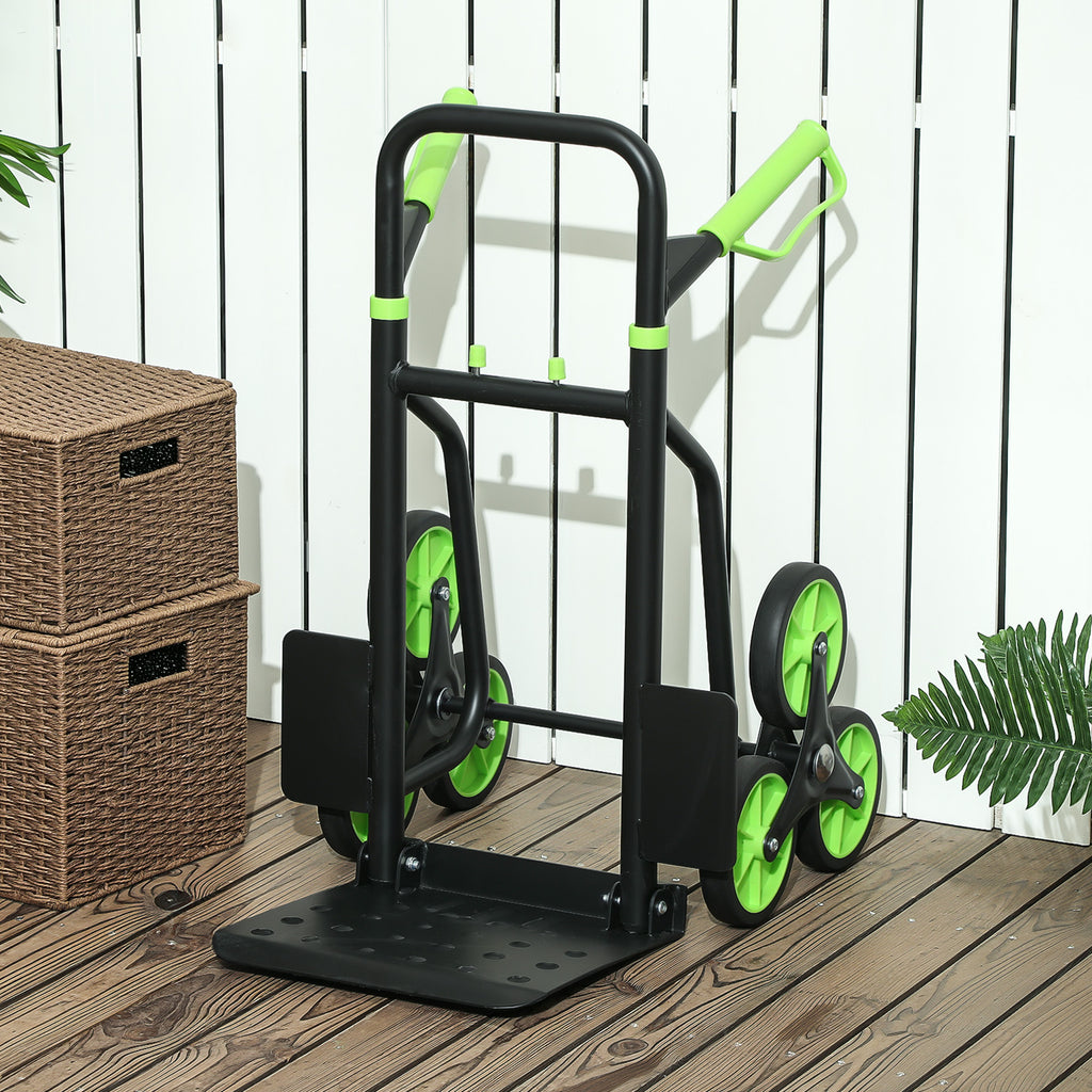 DURHAND 6-Wheel Folding Stairlift Cart, 120kg Load Capacity, Steel, for Moving, Gardening, Green