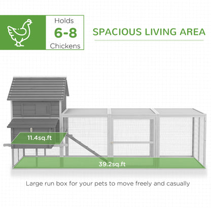 Pawhut Garden Chicken coop with chickens, ramp and open area, 310.5x149.5x149cm, gray - Borgè