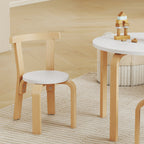 5-Piece Wooden Table and Chair Set for Children Ages 3-8 with Rounded Edges in White