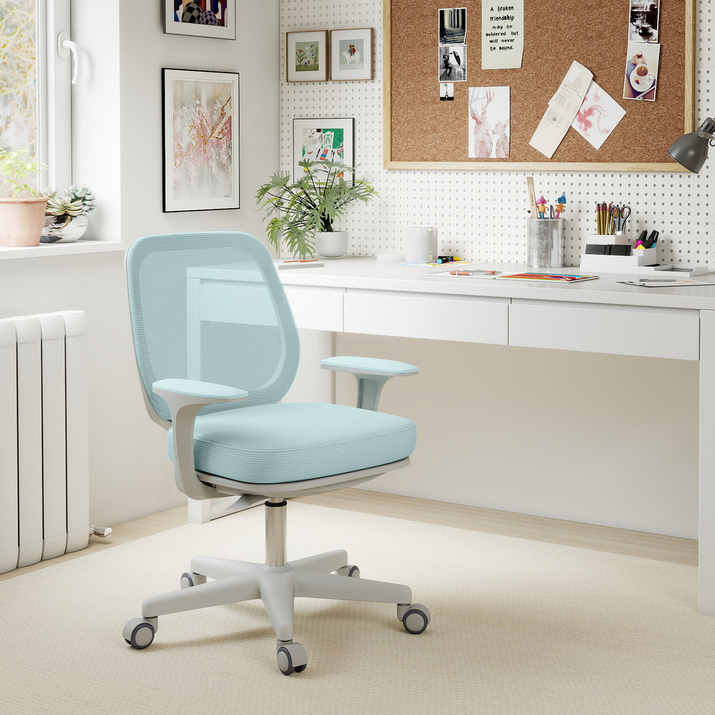 Ergonomic Height-Adjustable Office Chair with Breathable Backrest, 55x48x82.5-94.5 cm, Light Green
