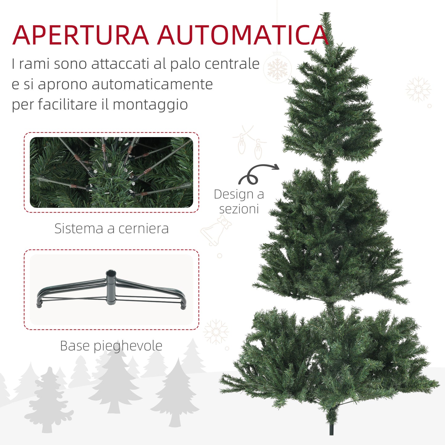 CHRISTMAS TREE - Artificial Christmas Tree Ø110 x180 cm with 1000 Branches in Steel and Green Plastic