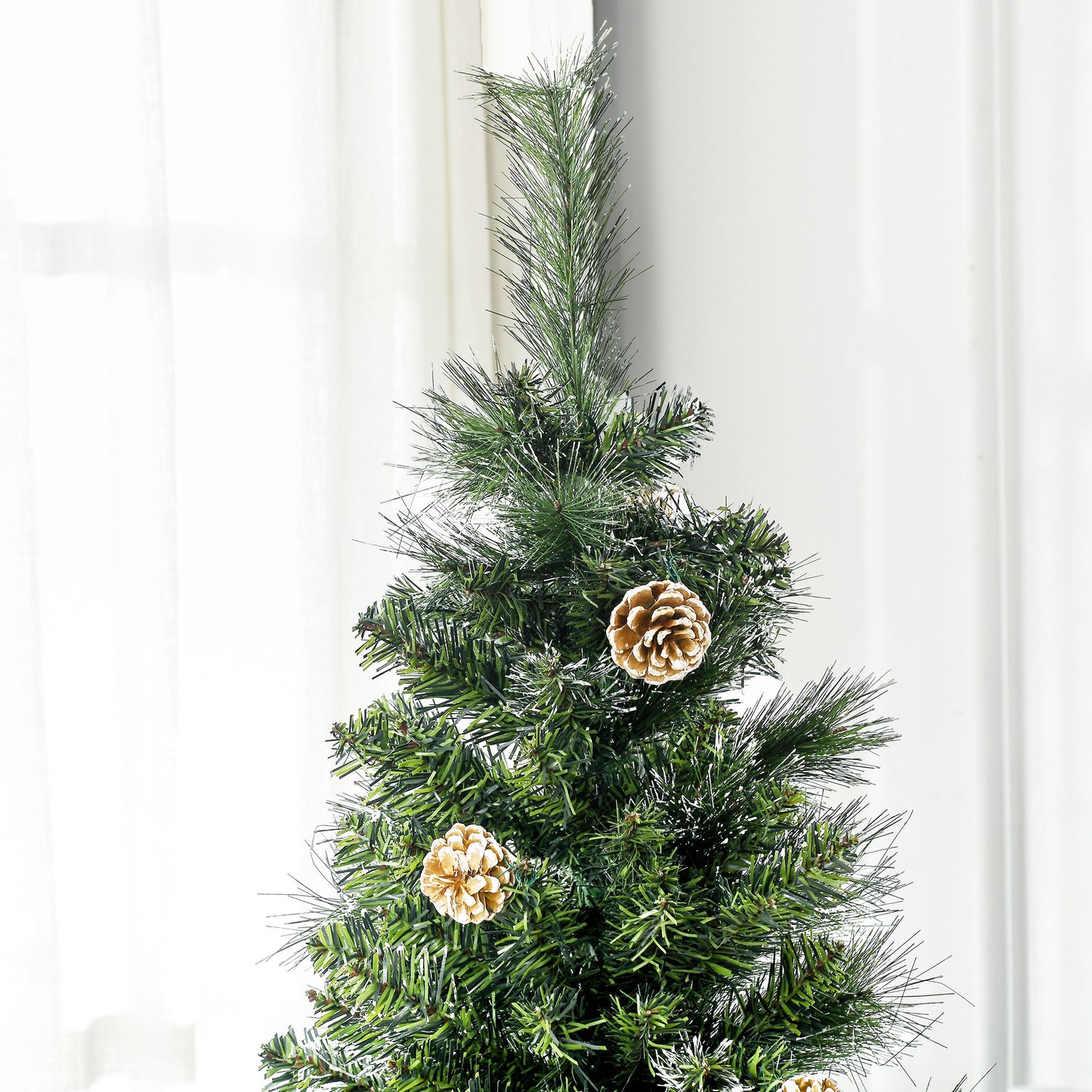 CHRISTMAS TREE - 180cm Artificial Christmas Tree with Pine Cones, 618 Branches and Metal Base, Green